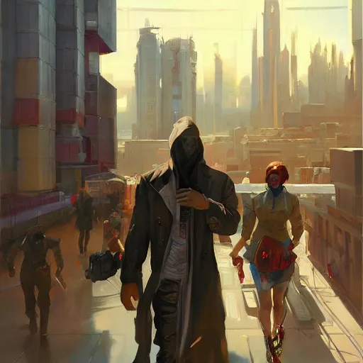 Image similar to greg manchess painting of district of columbia in the year 2 0 7 7, painting, cyberpunk style, trending on artstation, by huang guangjian and gil elvgren and sachin teng