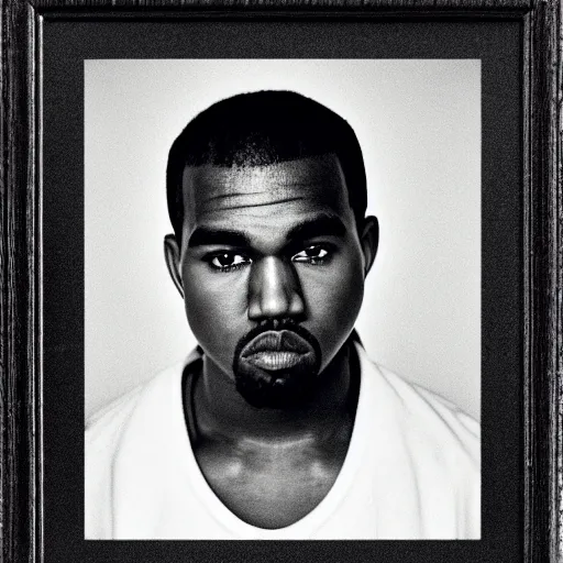 Image similar to the face of young kanye west at 1 8 years old, portrait by julia cameron, chiaroscuro lighting, shallow depth of field, 8 0 mm, f 1. 8