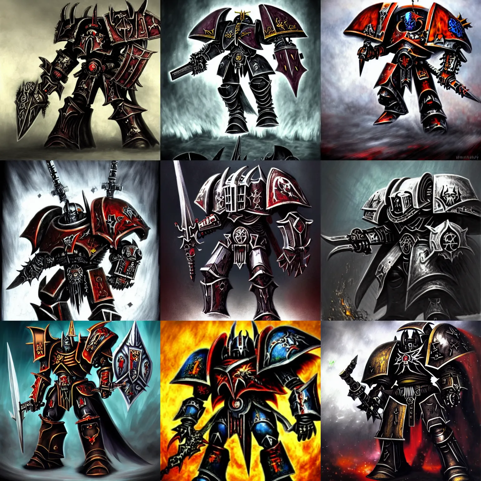 Prompt: wh 4 0 k art, chaos knight