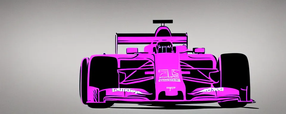 Image similar to abstract illustration of a formula one car, purple and pink