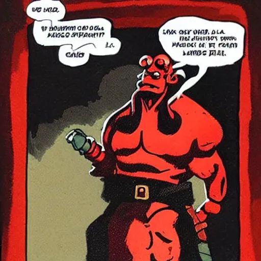 Prompt: hellboy smoking cigar