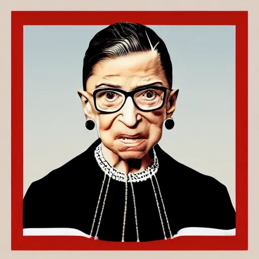 Prompt: ruth bader ginsburg on the cover of igor by tyler the creator, album artwork