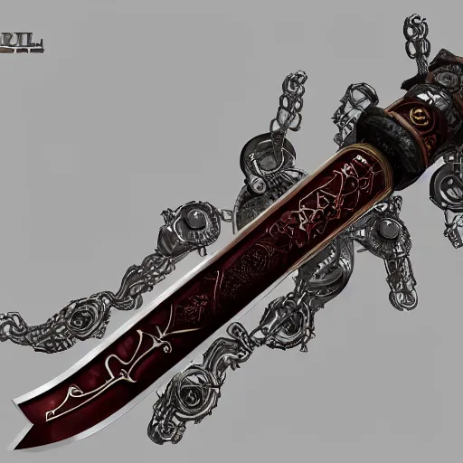 Image similar to evil magic steampunk sword concept art, trending on artstation 4k