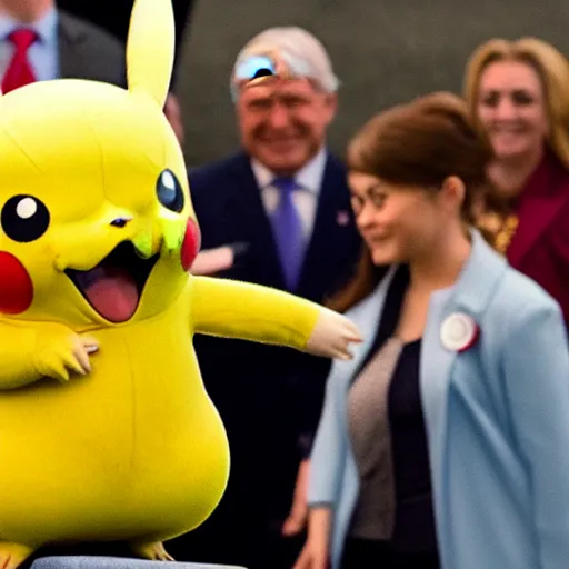 Prompt: Pikachu is elected president of the United States, photograph via White House photographer