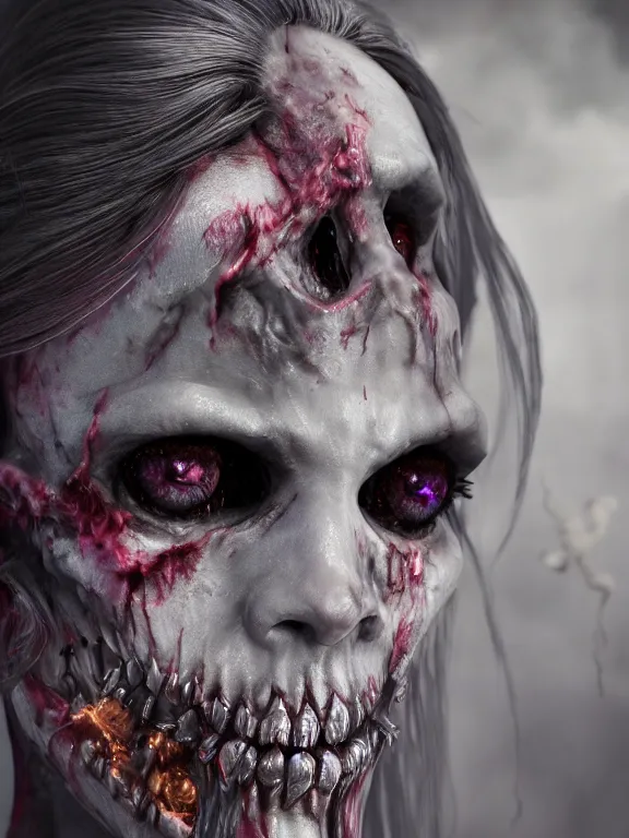 Image similar to portrait art of 8k ultra realistic undead wraith, ornate angel portrait , detailed face features, biotech, full of colour, cinematic lighting, 8k, hyperrealistic, focused, extreme details,unreal engine 5, cinematic, masterpiece