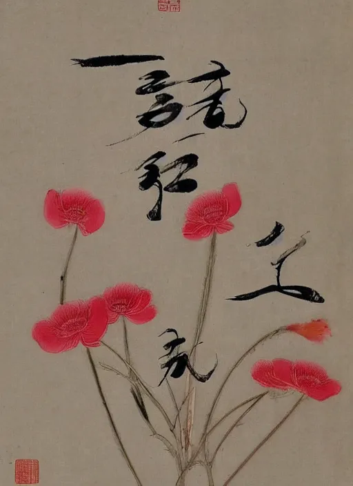 Prompt: ancient chinese chu beauty yu ji and poppy flowers who committed suicide