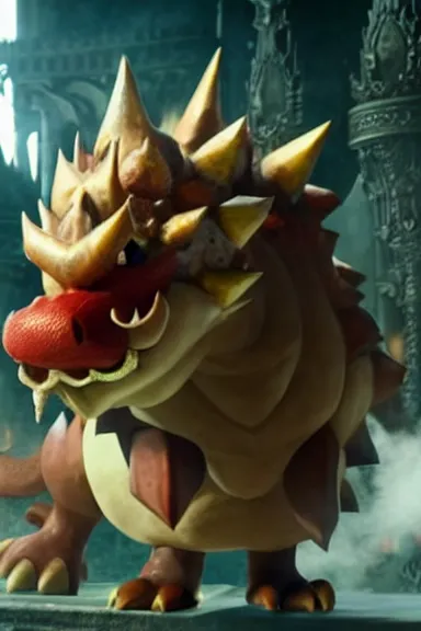 Image similar to very very intricate photorealistic photo of bowser in an episode of game of thrones, photo is in focus with detailed atmospheric lighting, award - winning details