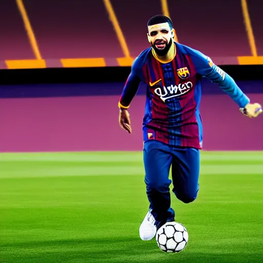 Image similar to Drake performing on stage at the Camp Nou