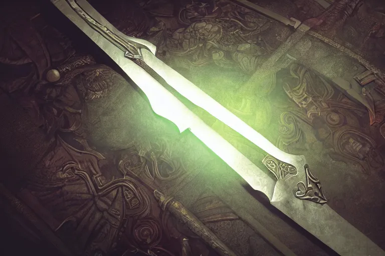 Image similar to magical artifact, sword intricate, artstation, dramatic lighting