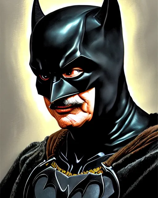 Image similar to mr. feeny from boy meets world as batman, character portrait, portrait, close up, concept art, intricate details, highly detailed by greg rutkowski, michael whelan and gustave dore