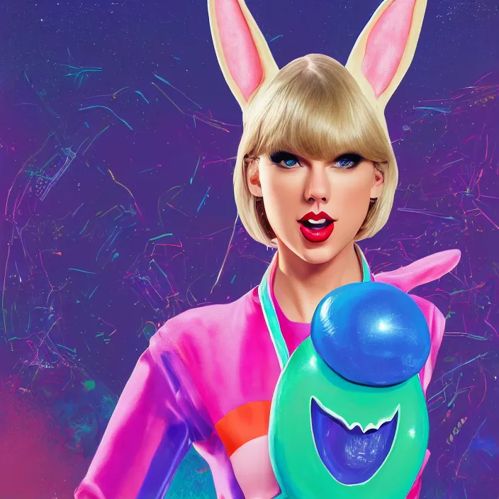 Prompt: portrait of Taylor Swift as Lola Bunny in Space Jam 1996. bunny ears. intricate abstract. intricate artwork. by Tooth Wu, wlop, beeple, dan mumford. octane render, trending on artstation, greg rutkowski very coherent symmetrical artwork. cinematic, hyper realism, high detail, octane render, 8k, iridescent accents