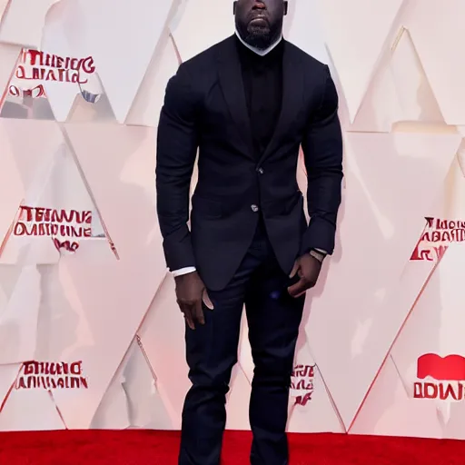 Prompt: kevin hart, 7 foot tall, ultra realistic, full length shot,