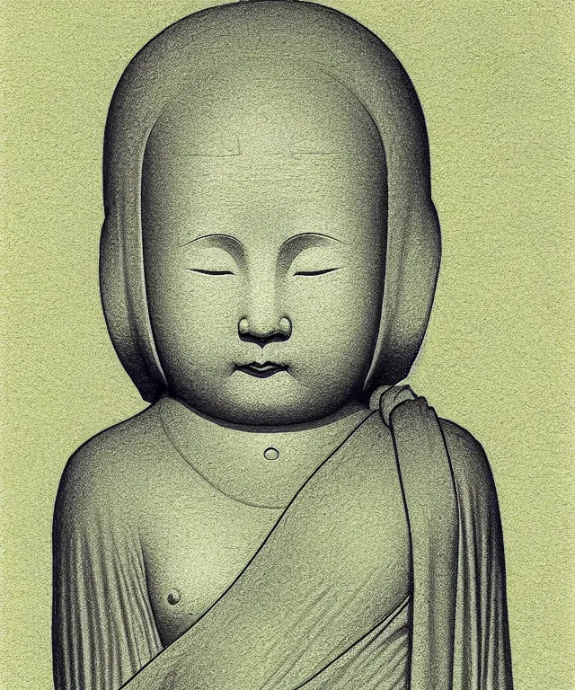 Image similar to jizo statue high details, masterpiece pencil sketch by mœbius