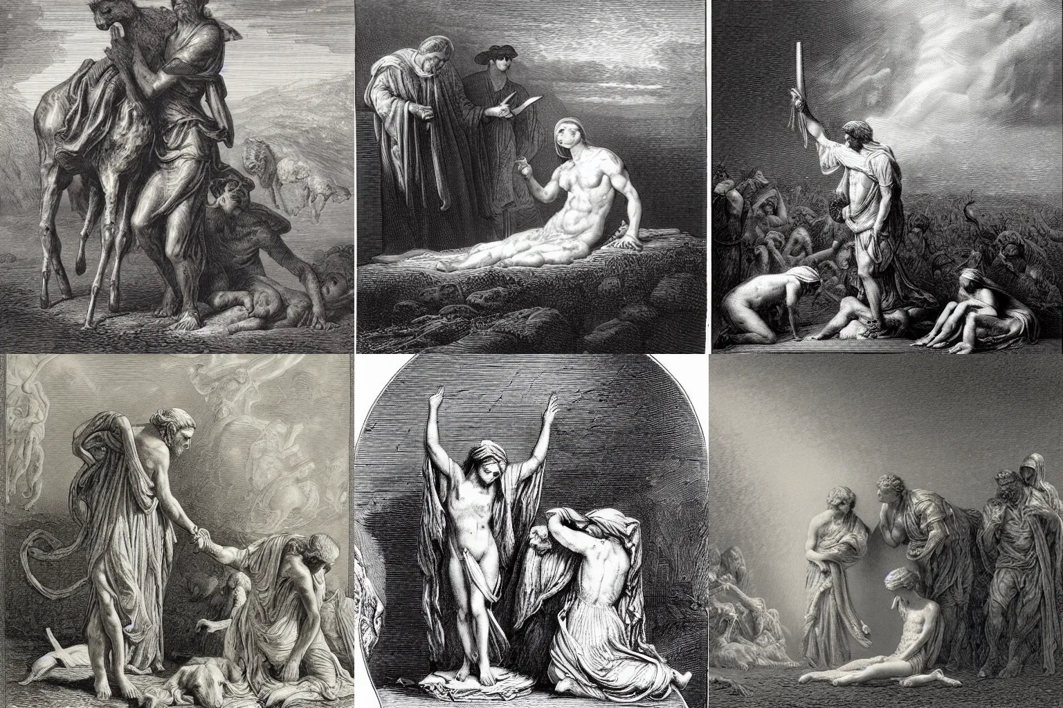 Prompt: sacrificial lamb in the style of Gustave Dore