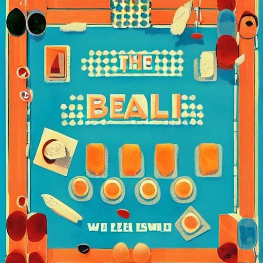 Prompt: the glass bead game, in the style of a wes anderson poster