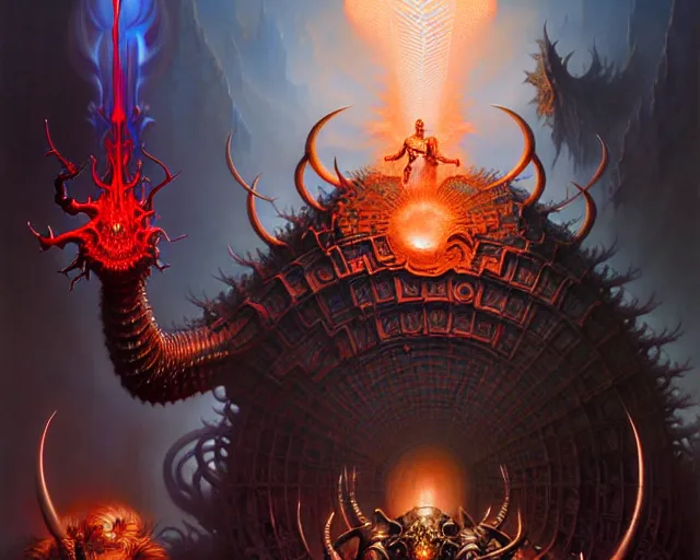 Image similar to the army of hell, fantasy character portrait made of fractals, ultra realistic, wide angle, intricate details, the fifth element artifacts, highly detailed by peter mohrbacher, hajime sorayama, wayne barlowe, boris vallejo, aaron horkey, gaston bussiere, craig mullins