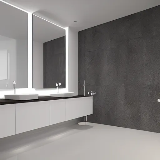 Image similar to bathroom with warm white led strip lighting, photorealistic, product render