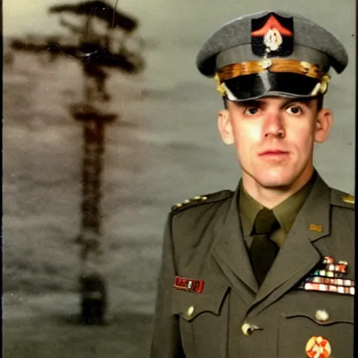 Image similar to jordan peterson in military uniform, military photo, vietnam war