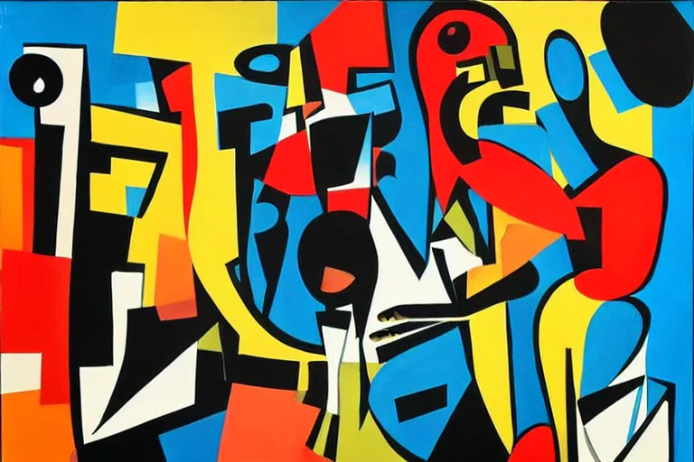 Image similar to jazz music as depicted by an abstract painting by Stuart Davis