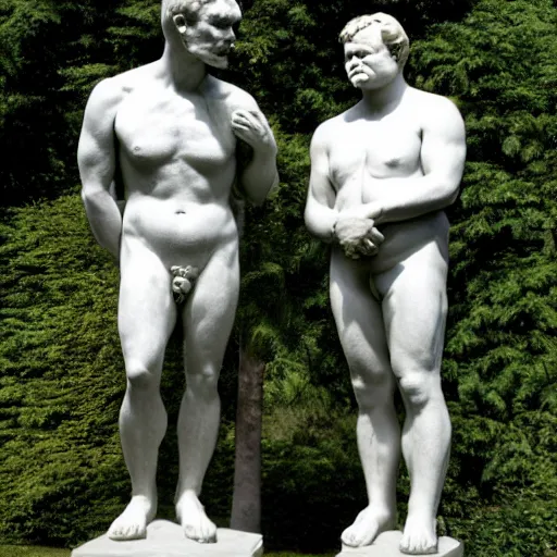 Image similar to conan o'brien and andy richter, by auguste rodin, marble