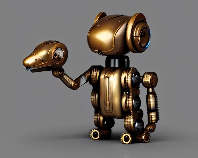 Image similar to futuristic steampunk ferret - shaped robot, 3 d octane render, cyberpunk ferret - shaped mechanical robot