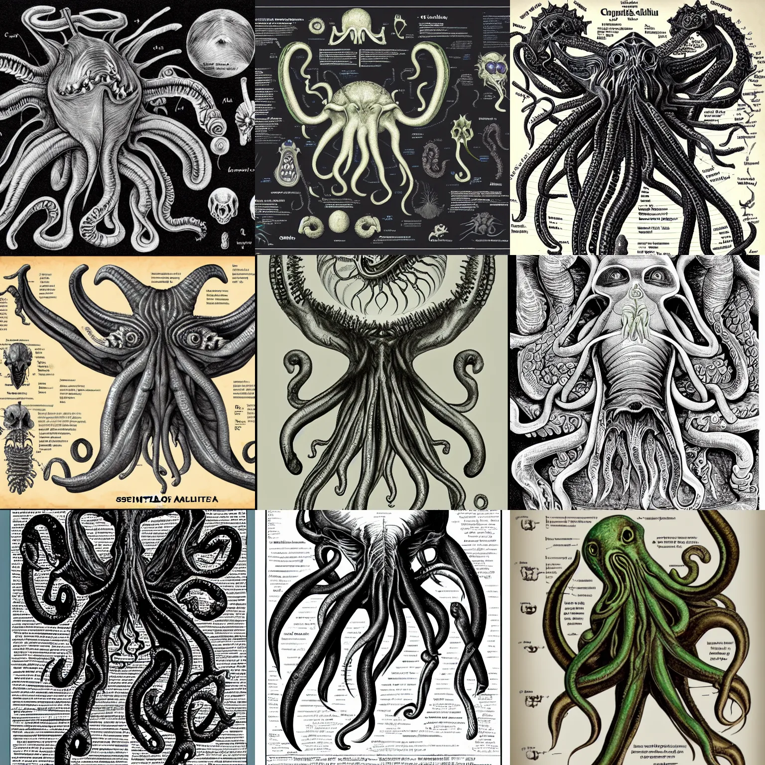 Prompt: scientific anatomy of cthulhu, notes