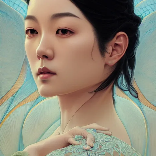 Prompt: symmetry portrait of kendrick kang - joh jeong, intricate, elegant, highly detailed, digital painting, artstation, concept art, smooth, sharp focus, illustration, art by artgerm and greg rutkowski and alphonse mucha