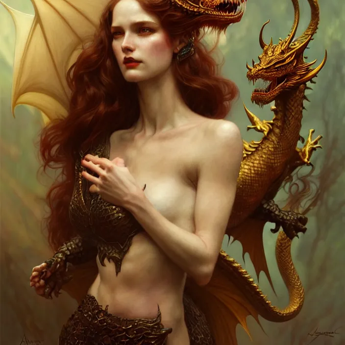 Image similar to dragon queen, diffuse lighting, fantasy, intricate, elegant, highly detailed, lifelike, photorealistic, digital painting, artstation, illustration, concept art, smooth, sharp focus, art by john collier and albert aublet and krenz cushart and artem demura and alphonse mucha