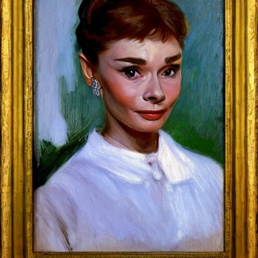 Image similar to audrey hepburn art by anna ancher