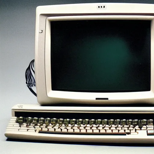 Image similar to windows 3. 1 photo of old computer with crt monitor