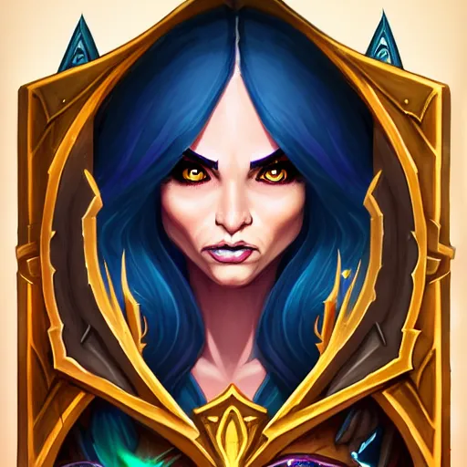 Image similar to Full body illustration of a sorceress, Hearthstone official trending art, exagerated accurate details, trending on MasterpieceStation in category 'Perfect identical eyes'