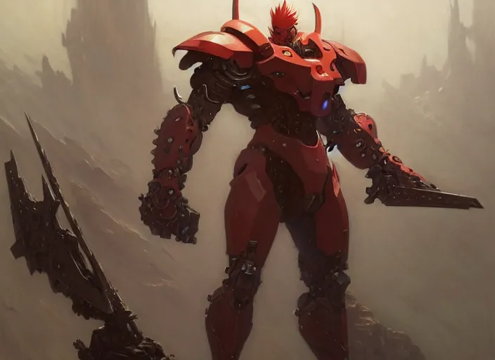 Prompt: character design game art digital 2 d man viking evangelion cyborg armor by gaston bussiere, anna nikonova aka newmilky, greg rutkowski, yoji shinkawa, yoshitaka amano, tsutomu nihei, muira, moebius, donato giancola, trending on artstation, featured on pixiv