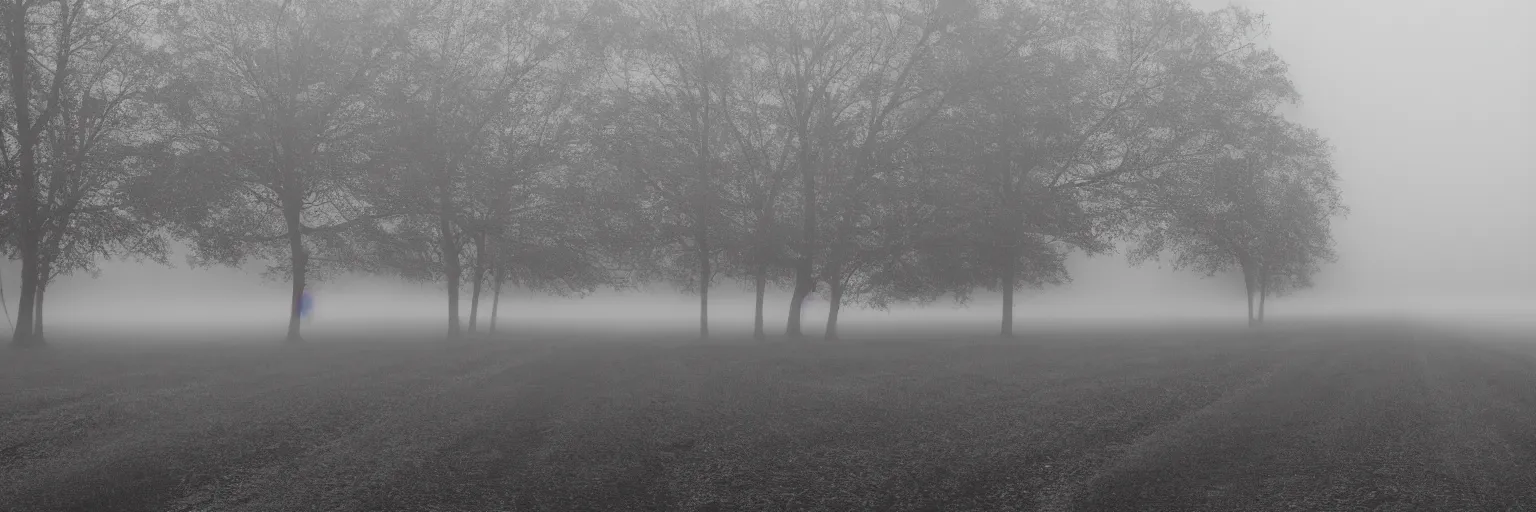 Prompt: that silence in the early morning, no cars in the streets, mist in the fields