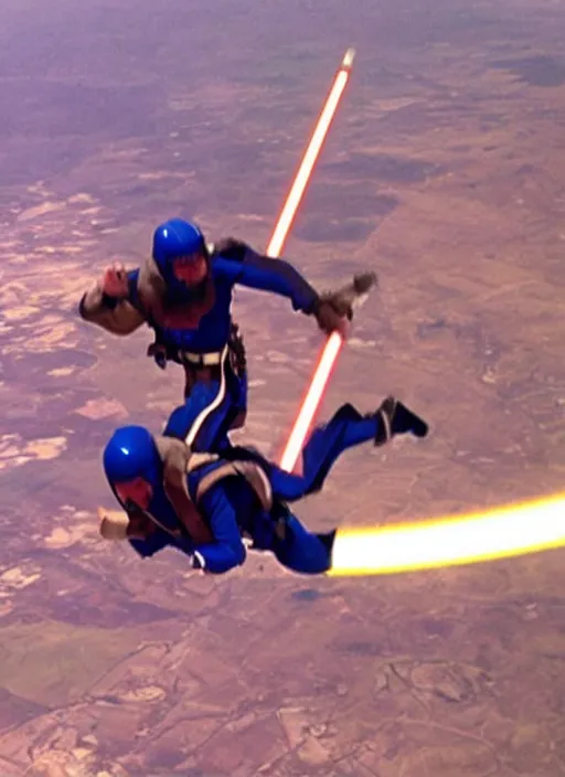 Image similar to obi wan kenobi skydiving