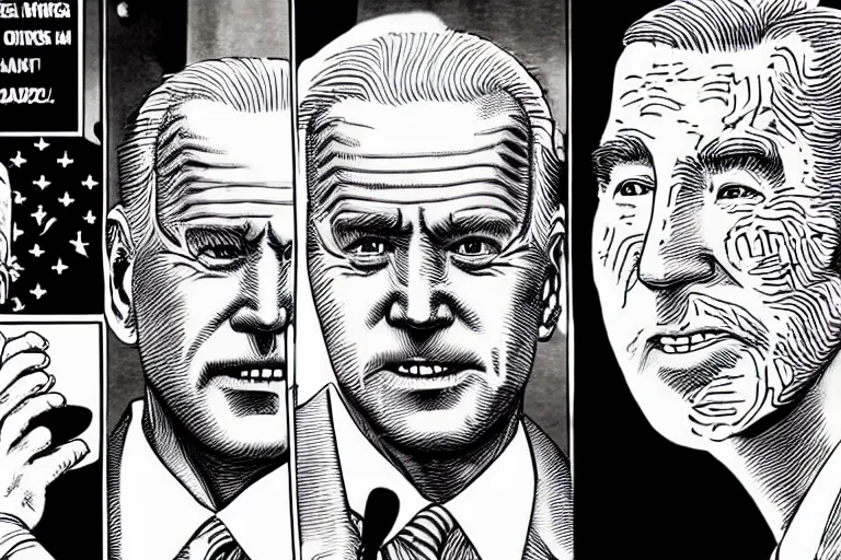 Image similar to Joe Biden melts America, Junji Ito