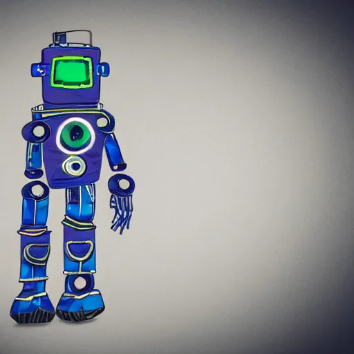 Prompt: robot with a neon 2 engraved on its exoskeleton