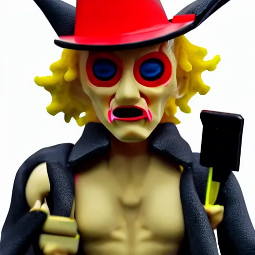 Prompt: low polygon witch stop motion vinyl action figure, plastic, toy, butcher billy style
