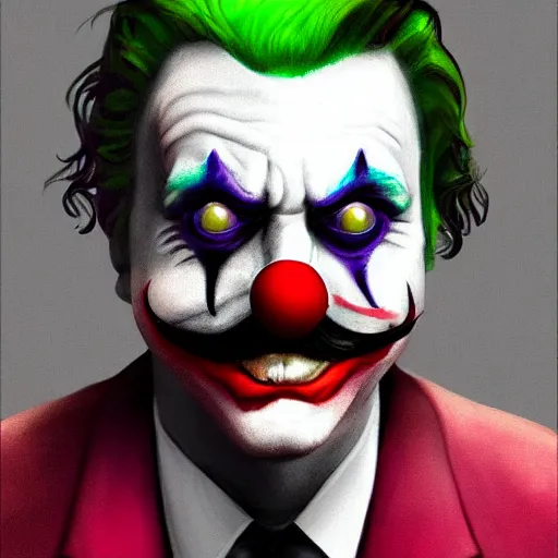 Prompt: Joker in clown mask with long moustaches, trending on artstation, artstationHD, photorealistic
