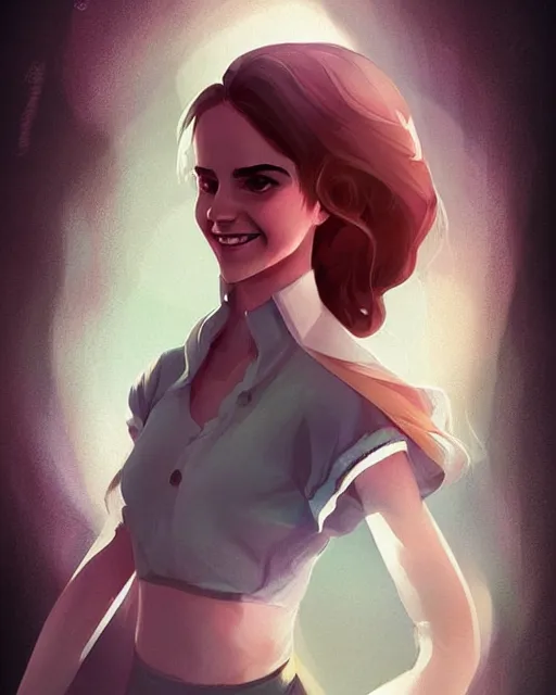 Image similar to beautiful full body Emma Watson smiling illustration by lois van baarle and loish and ross tran and rossdraws and sam yang and samdoesarts and artgerm