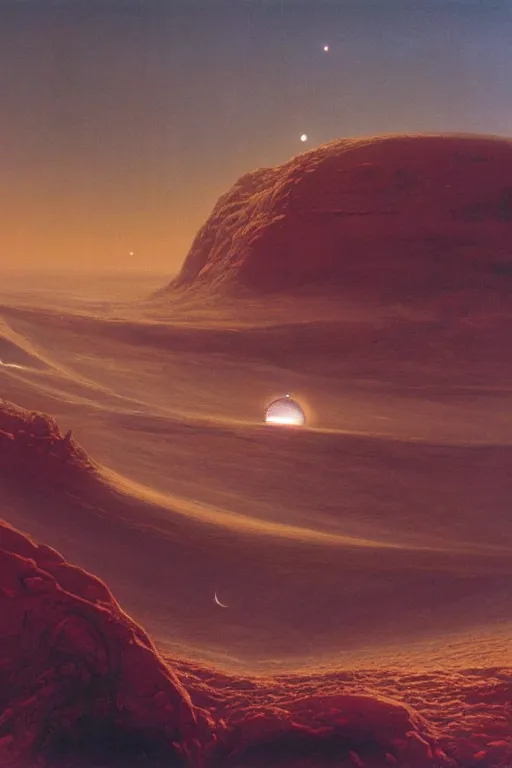 Image similar to emissary space by arthur haas and bruce pennington and john schoenherr, cinematic matte painting, 8 k, mars desert, dark color palate, mountainscape