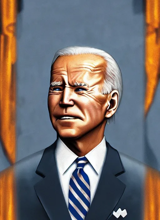 Image similar to a full portrait photo of biden in final fantasy ix style, f / 2 2, 3 5 mm, 2 7 0 0 k, lighting, perfect faces, award winning photography.