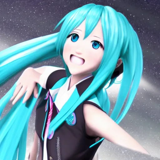 Image similar to photorealistic hatsune miku