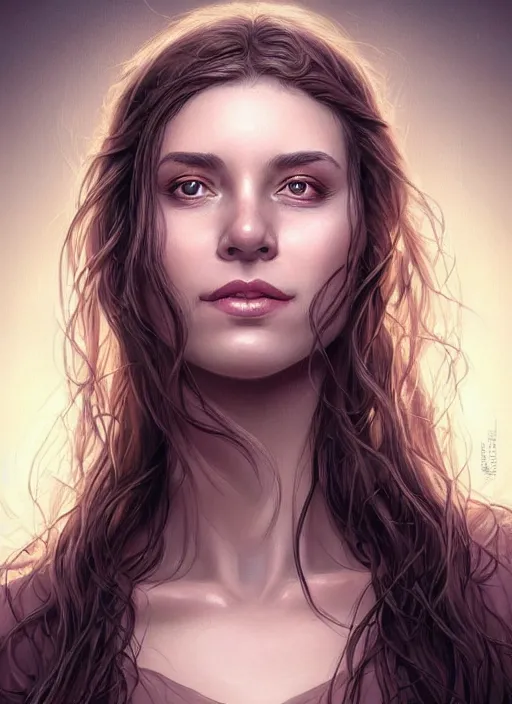 Image similar to beautiful andrea from the wallking dead comics feminine face! portrait of young woman blessed by god with ever - increasing physical and mental perfection, beautiful hair, symmetrical! intricate, elegant, highly detailed, vision of holy perfection!! smile, digital painting, artstation, concept art, smooth, sharp focus, illustration, art by artgerm and greg rutkowski and alphonse mucha