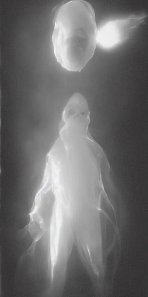 Prompt: elon musk as a ghost photography with bulbous ectoplasm