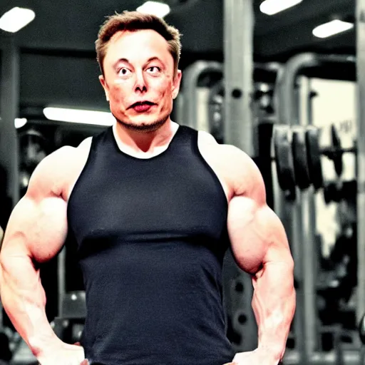 Prompt: elon musk as a muscular bodybuilder