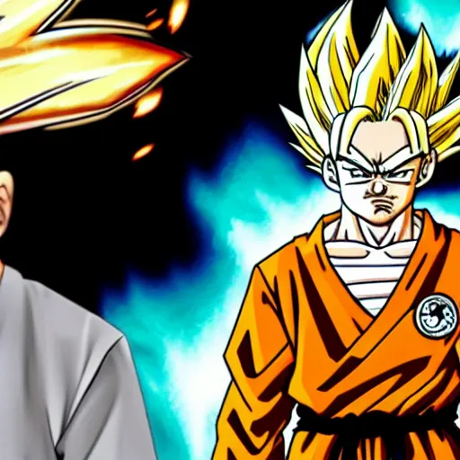 Image similar to walter white going super sayan, dragon ball