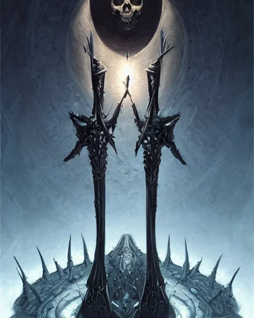 Image similar to The last enemy that shall be destroyed is death, full body image, artwork by artgerm, Luminism, Behance HD, medievil spear, broad sword, D&D, extraordinary phenomenon, fantasy, intricately detailed, elegant, digital painting, smooth, sharp focus, art by Greg Rutkowski, art by Ruth Asawa, art by Tim Burton, art by Ted Nasmith, art by H.R. Giger