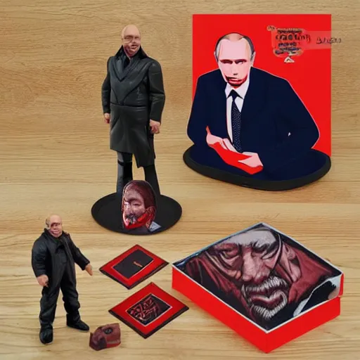 Prompt: vladimir putin cosplay lenin, stop motion vinyl action figure, plastic, toy, butcher billy style