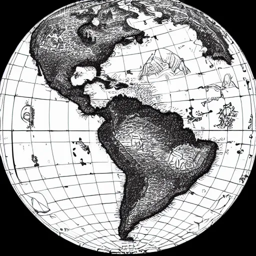 Prompt: black and white fantasy map of continents, forgotten realms