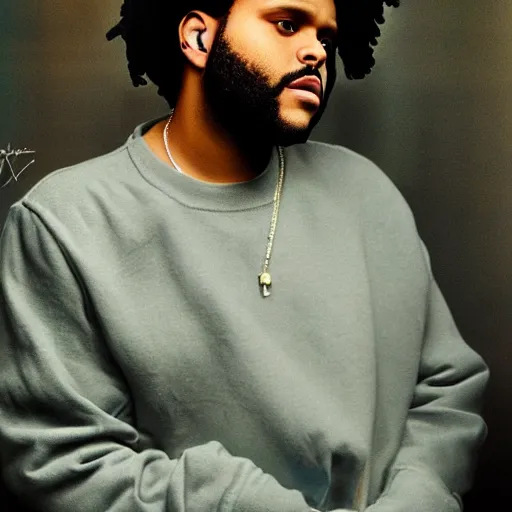 Image similar to The Weeknd photographed in a paparazzi style shot, in the style of Claude Monet